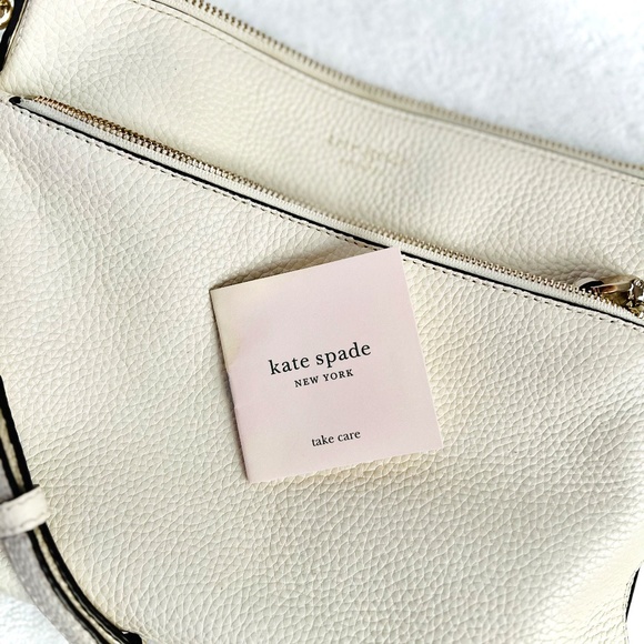 Kate Spade New York Medium Polly Leather Crossbody Bag White Parchment - Picture 9 of 11